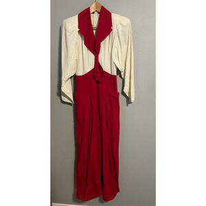 Vintage Karen Alexander Jumpsuit Womens 8 Red Colorblock Wide Leg Diane Keaton